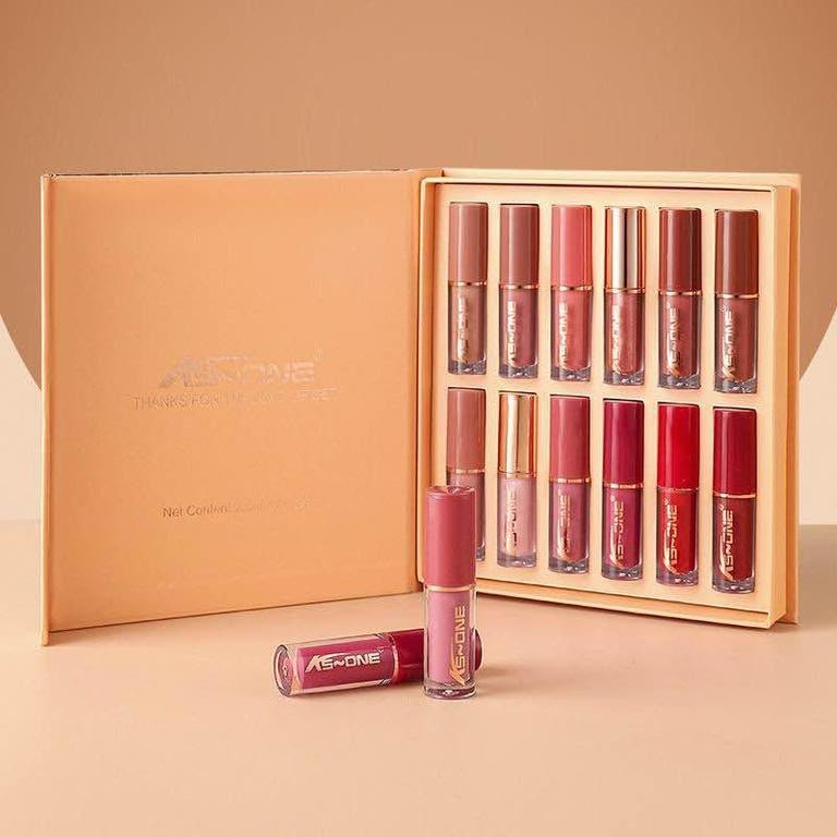 ME-ONE 12 Colors Liquid Lipstick Gift Set | The Love Lip Set | Matte + Glossy Nude & Red Shades | Long Lasting Waterproof